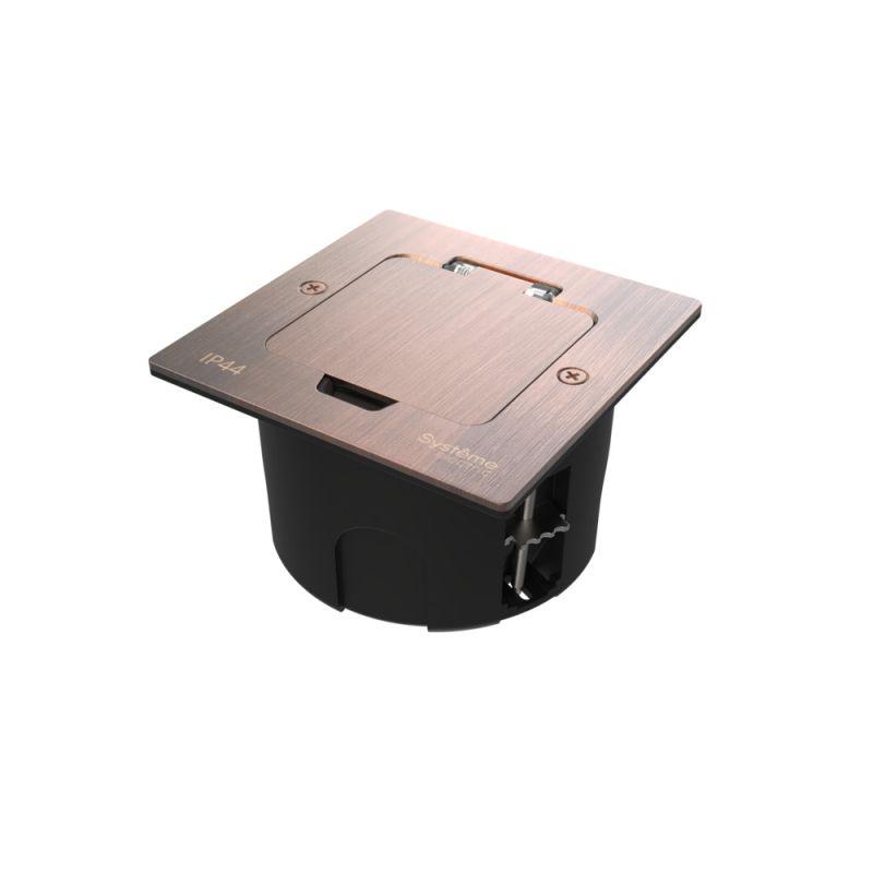 Лючок MultiDesk MDK20 на 2мод. IP44 с монтажной коробкой для стены фальшпола стола медь SE MDK20102CA