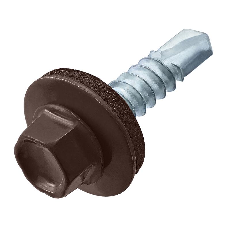 Саморез кровельный 4.8х35 RAL 8017 шоколад./корич. (ведро) (уп.250шт) СТРОЙМЕТИЗ 2100036