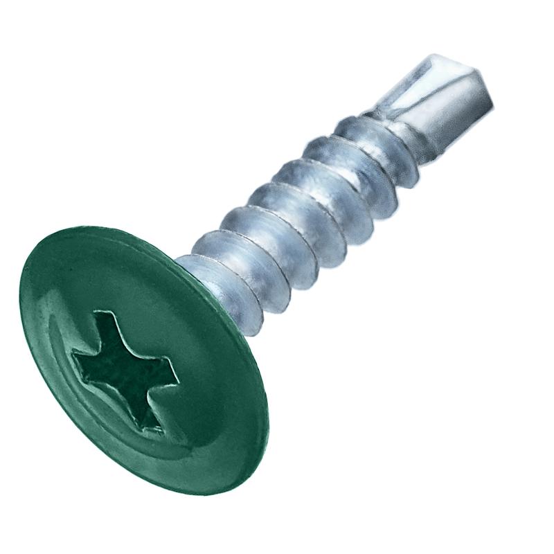 Саморез металл-металл 4.2х16 прессшайба сверло RAL 6005 зел. мох (европодвес) (уп.35шт) СТРОЙМЕТИЗ 253017135