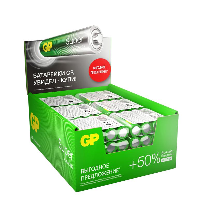 Элемент питания алкалиновый AA/LR6 1.5В Super Alkaline G-Tech 15AA21RA-2CRS4 96/384 (уп.4шт) GP 1211