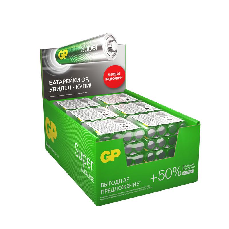 Элемент питания алкалиновый AAA/LR03 1.5В Super Alkaline G-Tech 24AA21RA-2CRS4 96/384 (уп.4шт) GP 1210