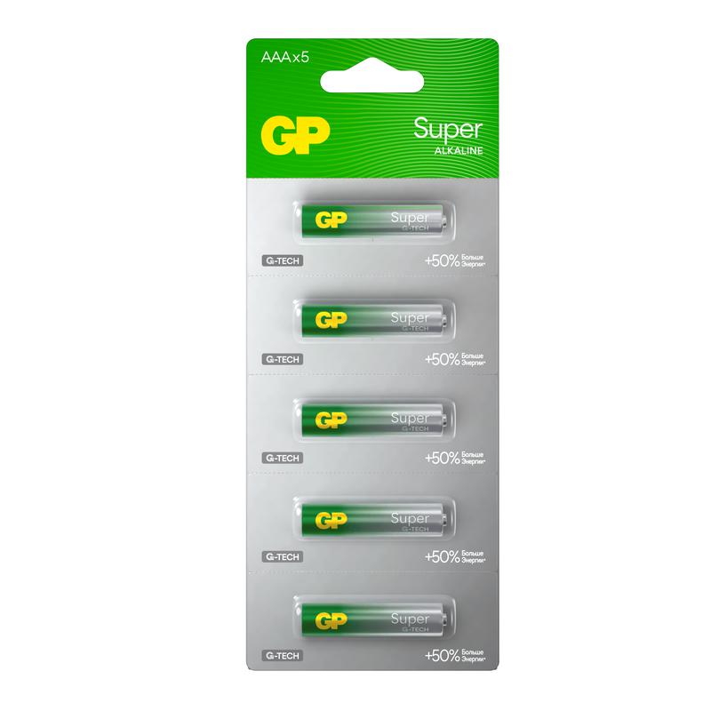 Элемент питания алкалиновый AAA/LR03 1.5В Super Alkaline G-Tech 24AA21-2CRSC5 60/600 (блист.5шт) GP 1292