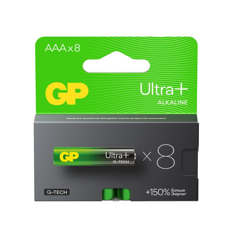 Элемент питания алкалиновый AAA/LR03 1.5В Ultra Plus Alkaline G-Tech 24AUPA21-2CRB8 96/768 (блист.8шт) GP 620
