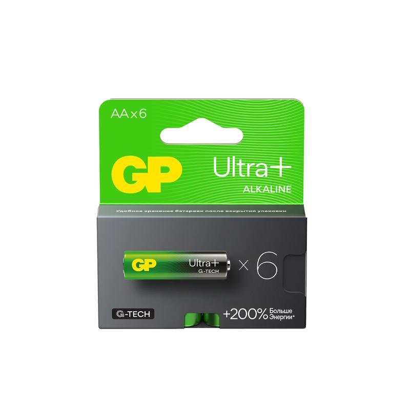 Элемент питания алкалиновый AA/LR6 1.5В Ultra Plus Alkaline G-Tech 15AUPA21-2CRB6 96/768 (блист.6шт) GP 613