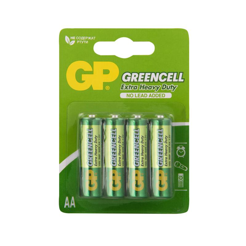 Элемент питания солевой AA/R6 1.5В GreenCell 15G-2CR4 72/288 (блист.4шт) GP 2769