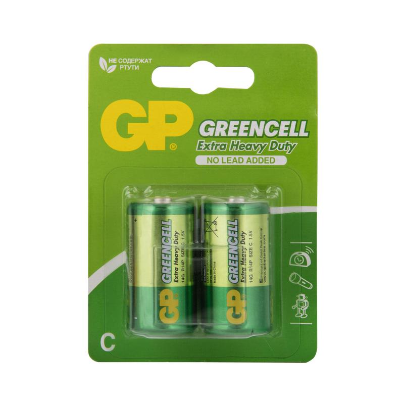 Элемент питания солевой C/R14 1.5В GreenCell 14G-2CR2 20/240 (блист.2шт) GP 6560