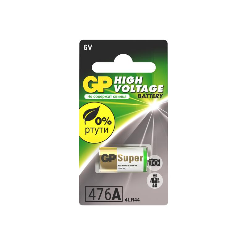 Элемент питания алкалиновый 4LR44/476A/28A/PX28 6В 476AFRA-2C1 10/600 (блист.1шт) GP 3059