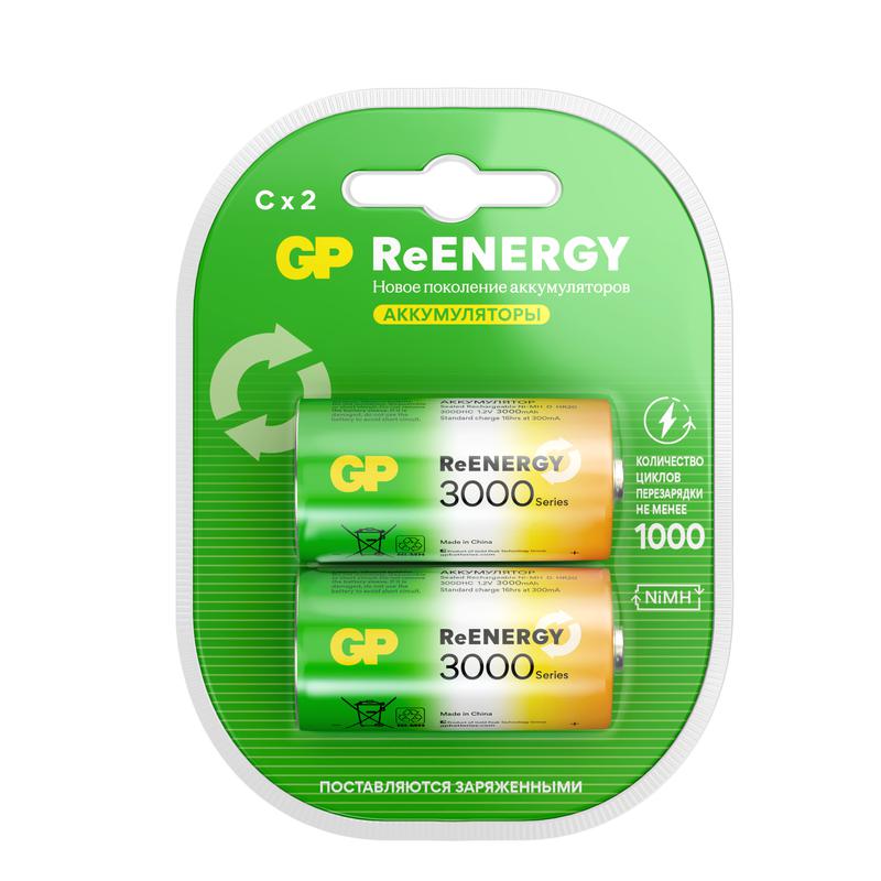 Аккумулятор C/HR14 ReEnergy 1.2В 3000мА.ч 300CHCRGY-2CRCB2 12/120 (блист.2шт) GP 20261