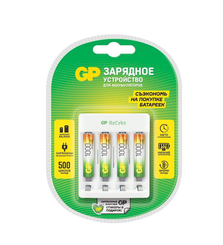 Устройство зарядное Е411 с 4 аккумуляторами AAA/HR03 1000мА.ч E411/100AAAHCCS-2CR1 5/10 (блист.) GP 373