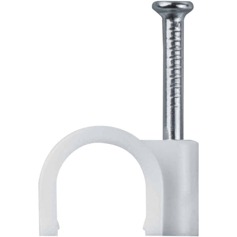 Скоба крепежная круглая с гвоздем d6мм OCR-06-50 пластик. (уп.50шт) ОНЛАЙТ 90690