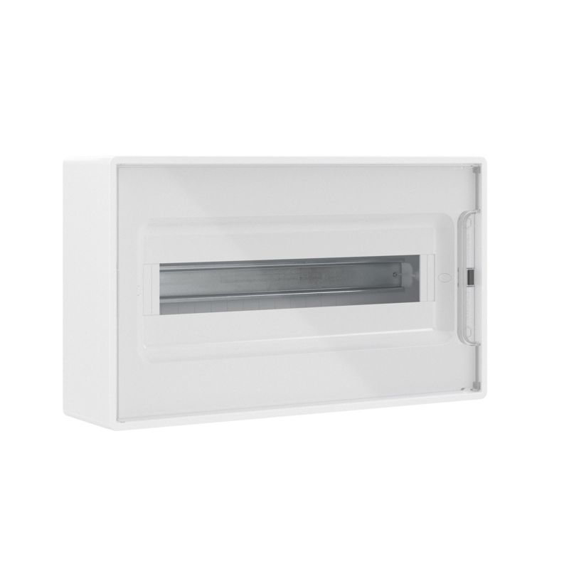 Щиток настенный 18мод. FRAME с прозр. дверцей с 2 шинами PEN на 8 и 10 отверст. бел. DKC F18W1WT