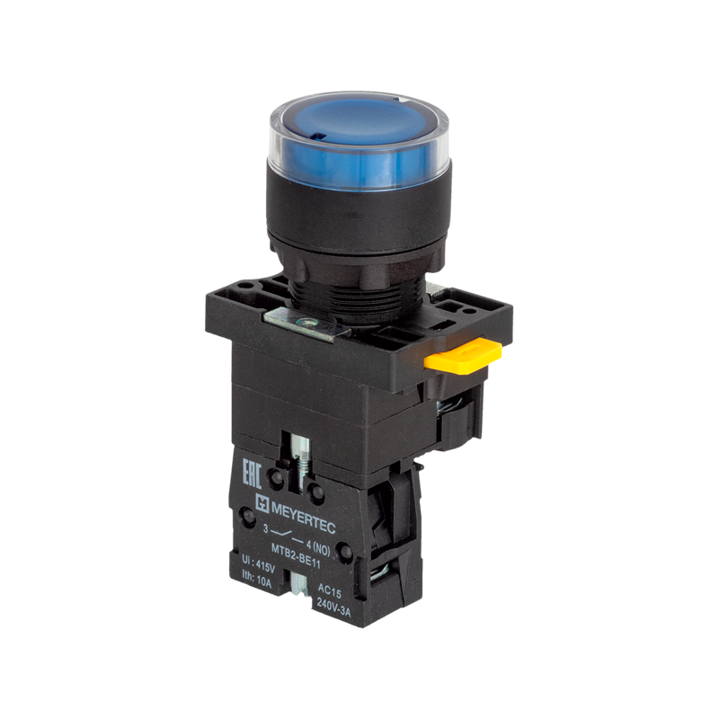 Кнопка MTB2-EW36613 1НО 220В AC/DC IP54 с подсветкой пластик син. ОВЕН 139433