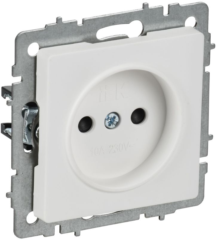 Розетка BRITE РСш10-2-БрАБ 10А без заземл. с защ. шторками механизм арктич. бел. IEK BR-R13-10-K91