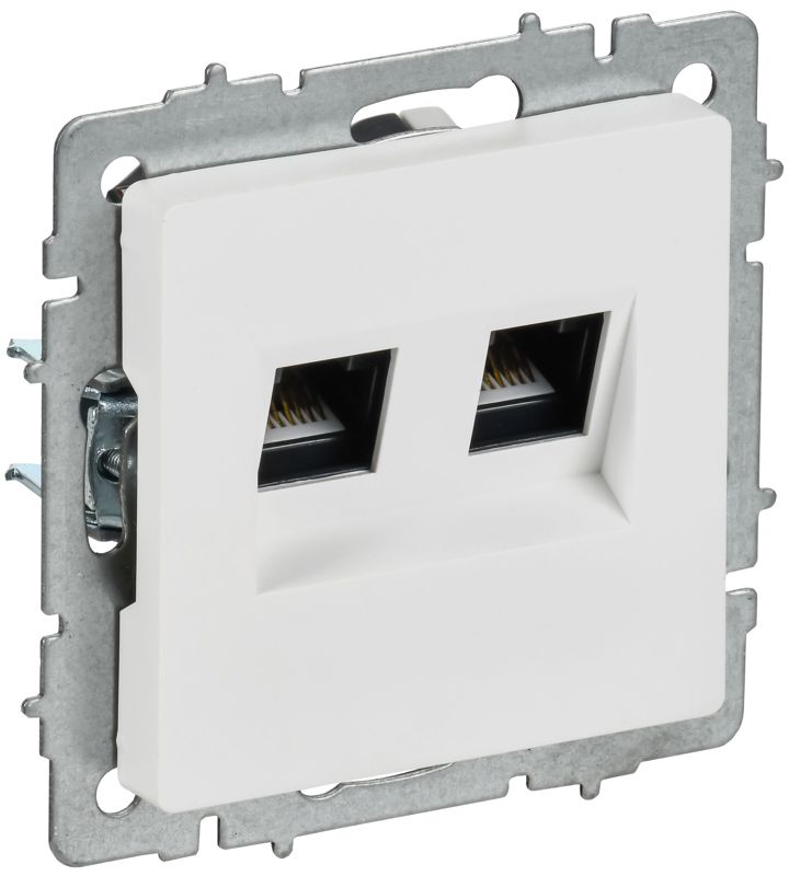 Розетка компьютерная 2-м СП BRITE РК11-2-БрАБ RJ45 кат.6 механизм арктич. бел. IEK BR-K20-2-K91