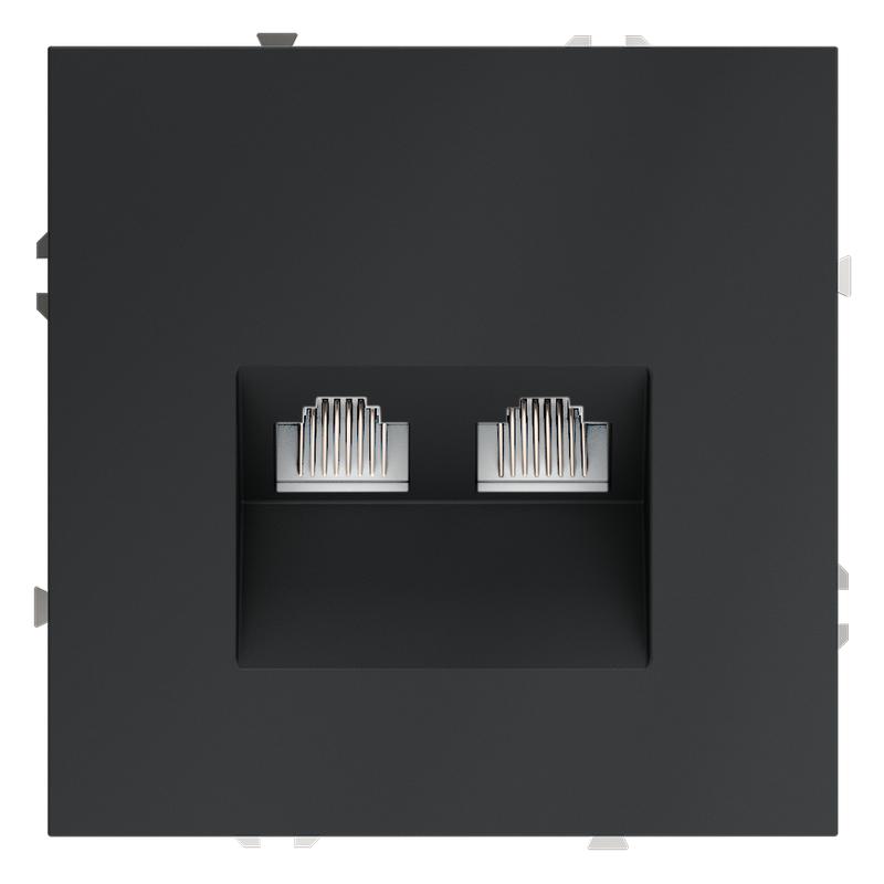 Розетка компьютерная 2-м СП S70 RJ45 + RJ45 кат.6 механизм графит Voltum VLS060207