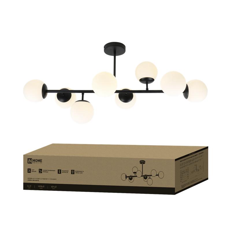 Светильник AURORA LUNA-8G9-BL 8xG9 потолочн. под лампу; плафоны матов./корпус черн. IN HOME 4690612062761