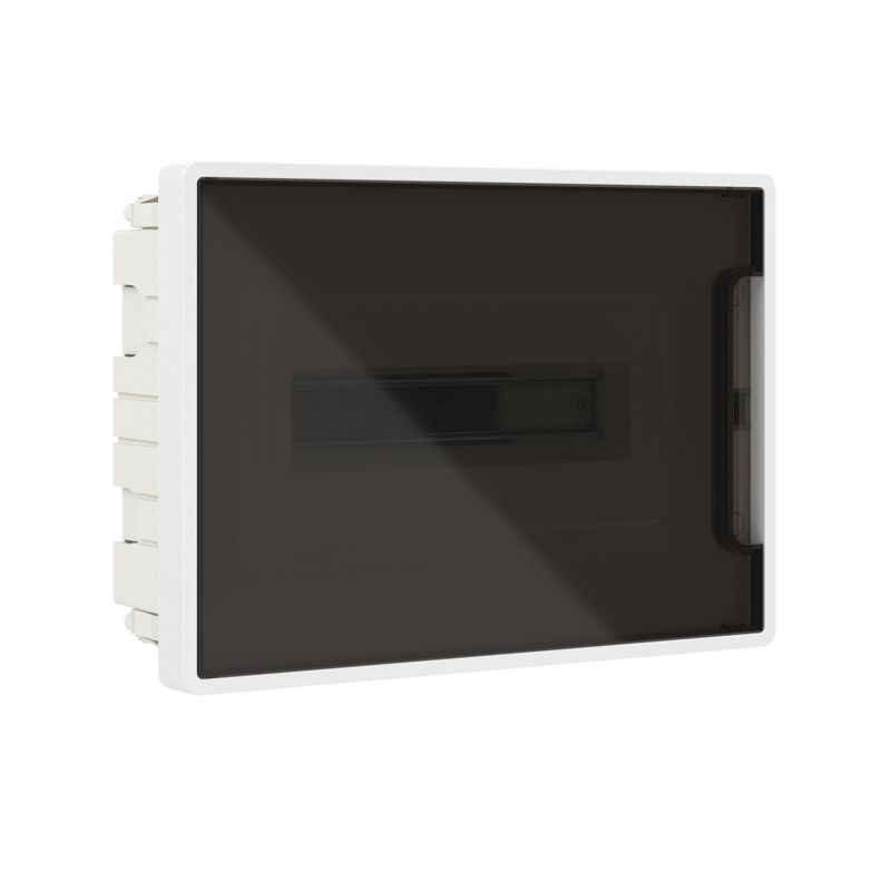 Щиток встраиваемый FRAME 12мод с тонированной дверцей с 2 шинами PEN на 6 и 8 отверст. бел. DKC F12B1WD