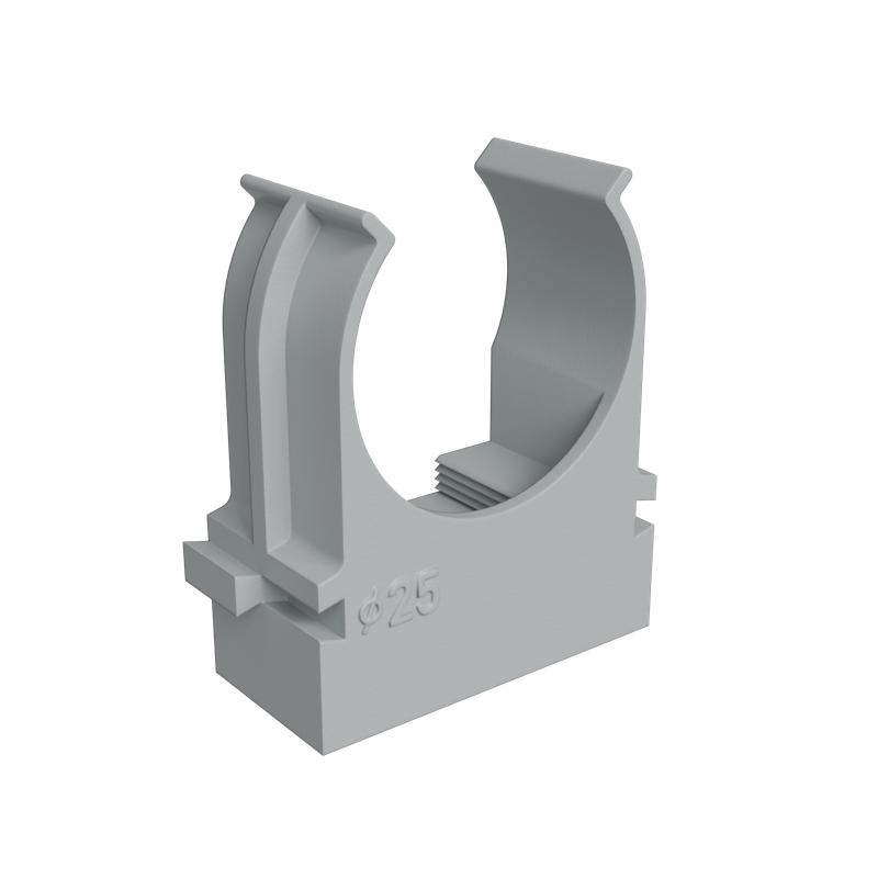 Держатель для труб (клипса) KM-KKPM-25 d25мм для прямого монтажа сер. (уп. 100шт) КМ LO67232