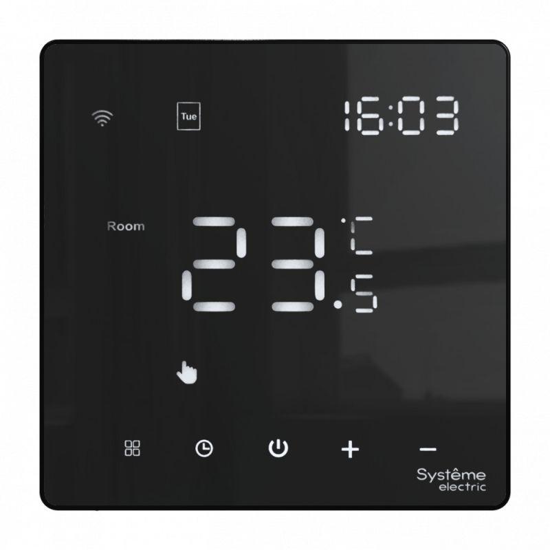 Термостат программируемый ArtGallery 16А с Wi-Fi для электрич. теплого пола моноблочный черн. SE GAL001038