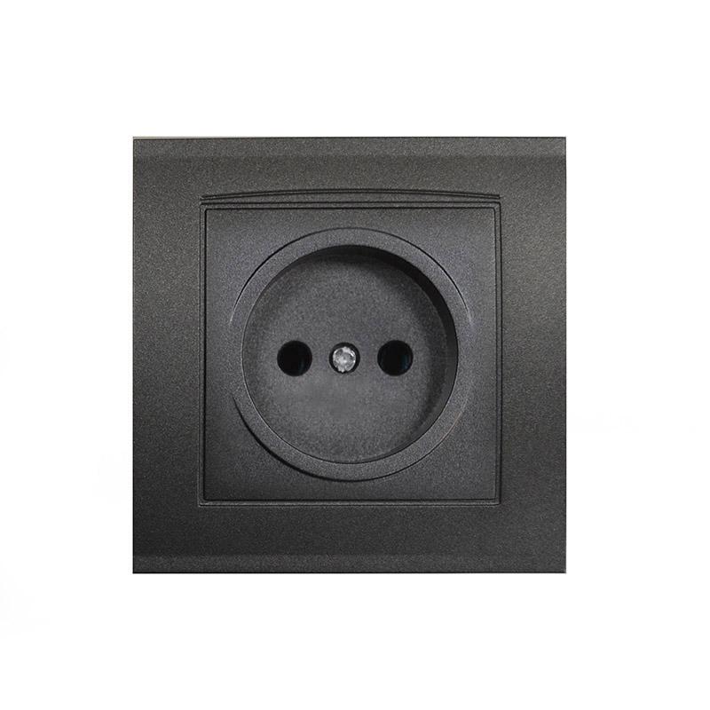 Розетка 1-м СП Бриллиант 16А IP20 без заземл. в сборе графит Universal 7947588-Gr