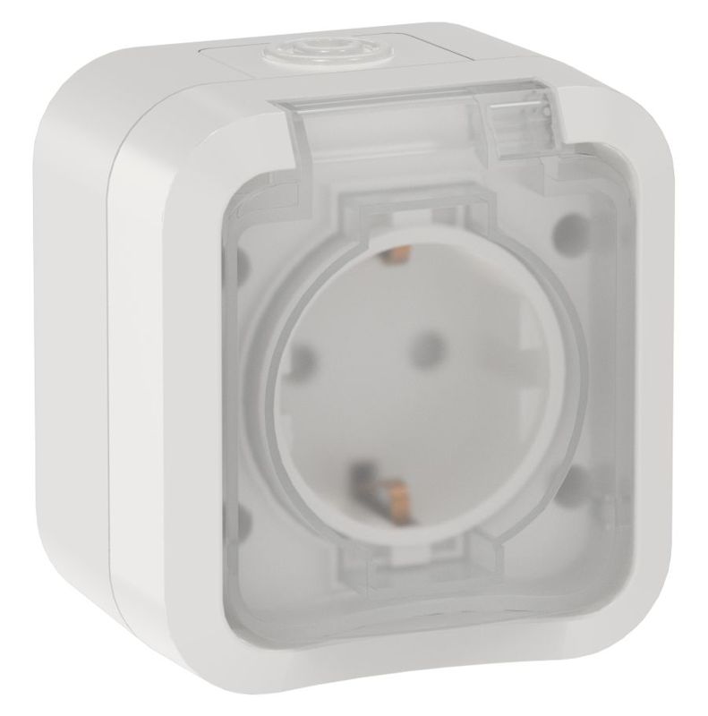 Розетка 1-м ОП TORS TS320 16А IP55 с заземл. с крышкой бел. IEK TS-R16-16-55-K01