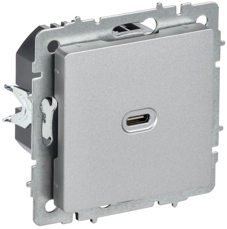 Розетка СП BRITE РЮ12-1-БрА USB C 65Вт высокоскор. заряд. алюм. IEK BR-U13-065-K47