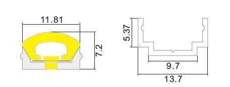 Профиль монтажный накладной для ленты NEON MoonLight 13.7х5.37мм L1000 (уп.2шт) VARTON V4-NS-00.0047.STR-0007