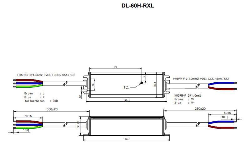 Драйвер для светодиодной ленты DONE POWER DL-60H-V24-RXL 60Вт 24В IP67 150х40х30мм VARTON