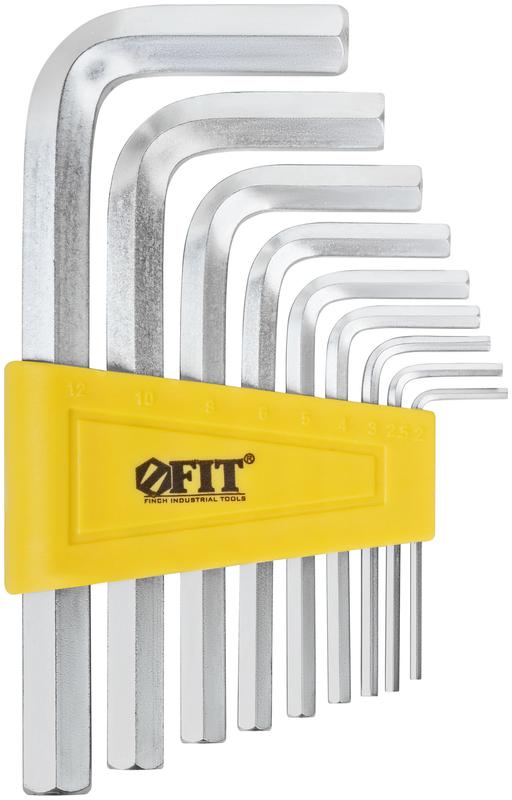 Ключ шестигранный 2-12мм в пластик. держателе CrV сталь (уп.9шт) FIT 64187