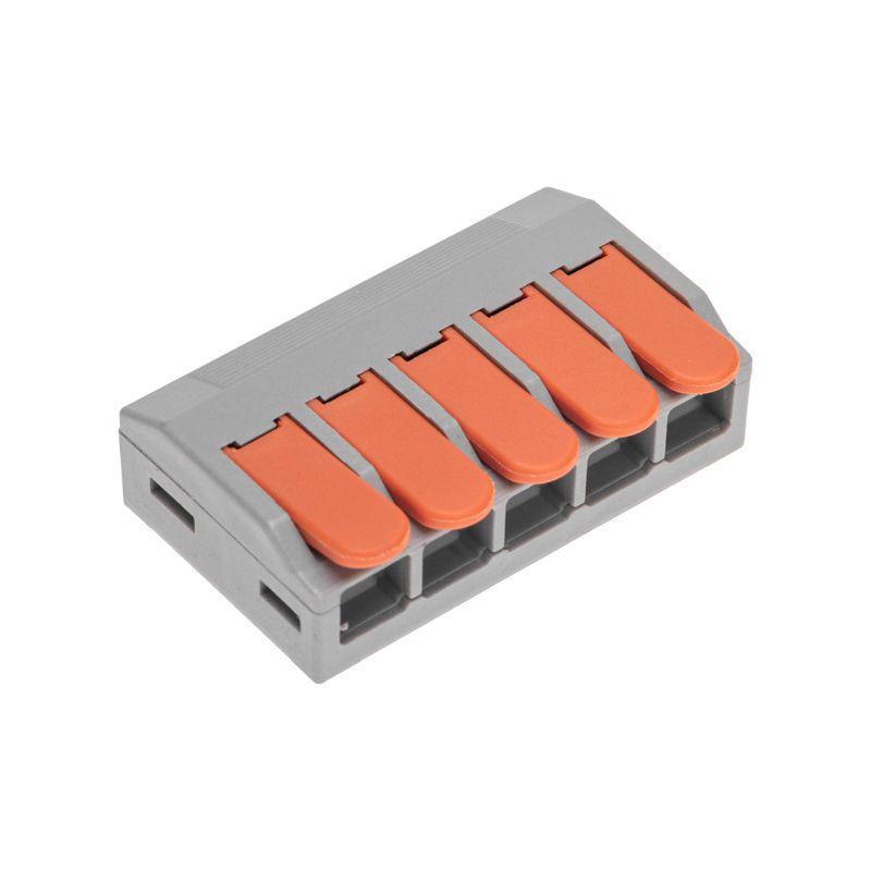 Клемма универсальная СМК 222-615/221-615 5-проводная 0.5-4/6кв.мм сер. (блист.5шт) Rexant 07-5273-5