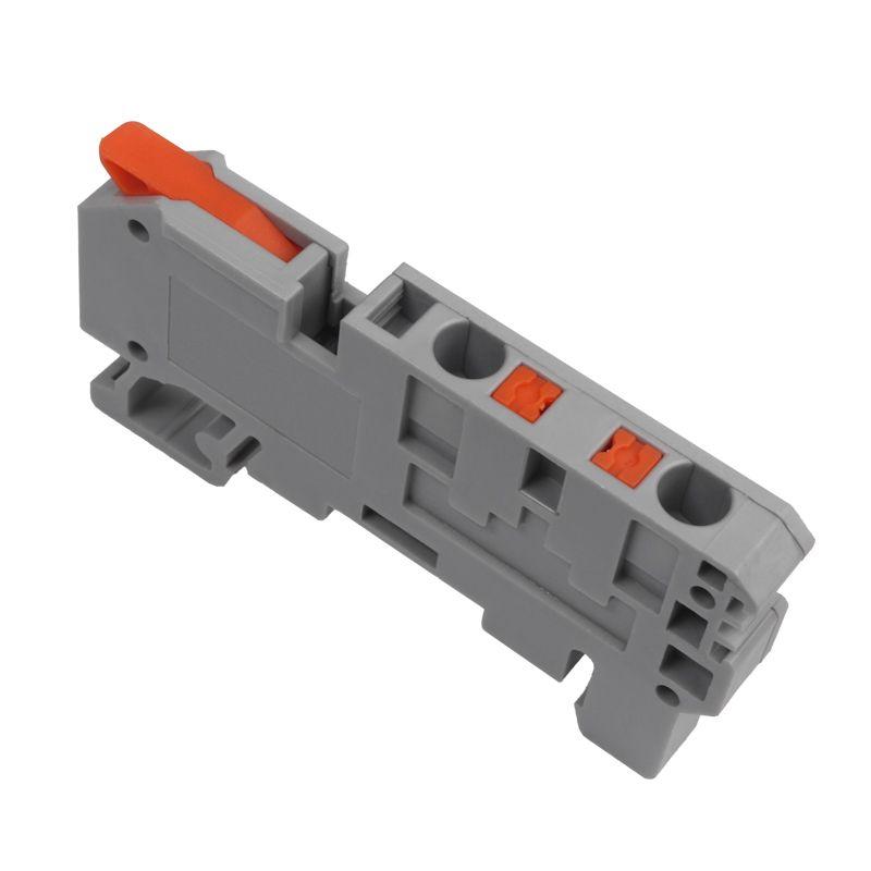 Клемма СМК 222-421-PT-4 3 вывода рычаг-push-in на DIN-рейку 0.5-4кв.мм сер. (уп.40шт) Rexant 07-5293