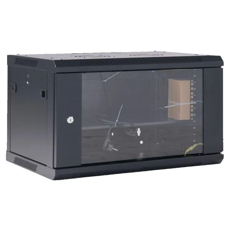 Шкаф телекоммуникационный настенный 19дюйм 9U 600х450х501 дверь стекло стенка задняя боковые съемные стенки разборный черн. RAL9005 Rexant 04-0964-112