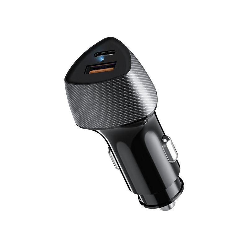 Устройство зарядное автомобильное с двумя портами USB-A QC 3.0 + USB-C PD 51Вт со световой индикацией черн. Rexant 16-0246