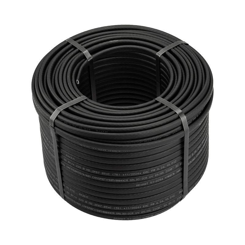 Кабель греющий саморег. SRL30-2CR UV с УФ-защитой экранир. 30Вт/м 1.0кв.мм/60м (уп.100м) Rexant 51-0235