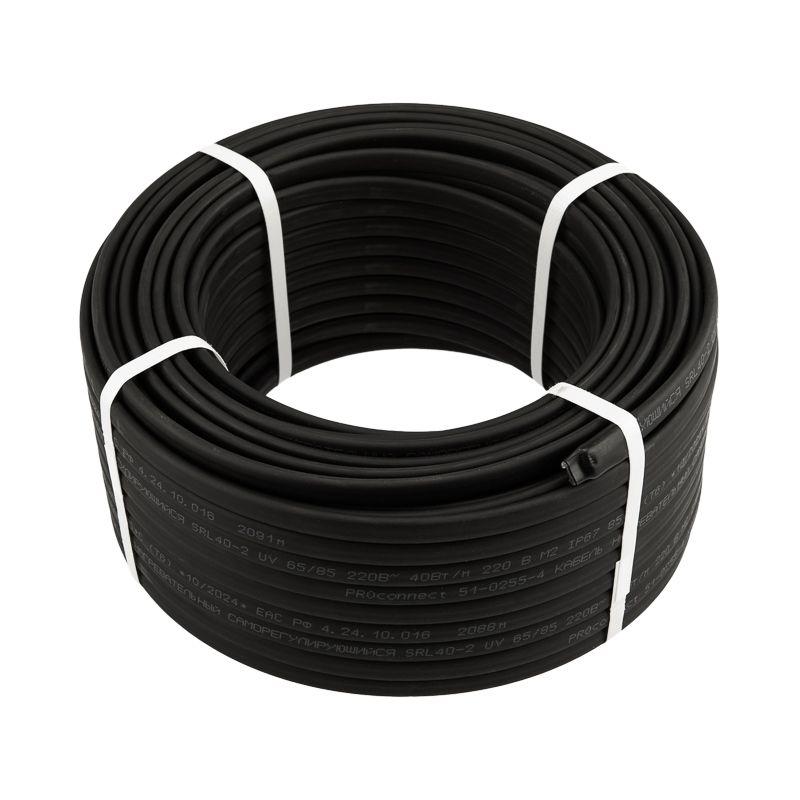 Кабель греющий саморег. SRL40-2 UV с УФ-защитой неэкранир. 40Вт/м 0.9кв.мм/40м (уп.50м) PROCONNECT 51-0232