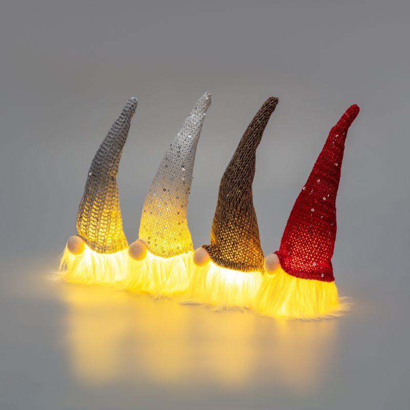 Фигура светодиодная "Гномик в новогоднем колпаке" 20см тепл. бел. 3хLR1130 (в комплекте) Neon-Night 513-017