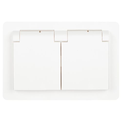 Розетка 2-м СП Style 7-210-01 16А IP44 250В 2х2P+E Schuko защ. шторки с крышкой бел. Intro Б0062873