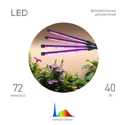 Светильник настольный FITO-40W-АLED-Ra-USB 40Вт для растений полного спектра черн. Эра Б0068290