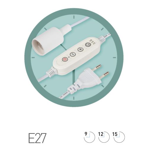 Светильник FITO-Time Holder для растений под лампу Е27 с проводом 3м и таймером для фитоламп Эра Б0064279