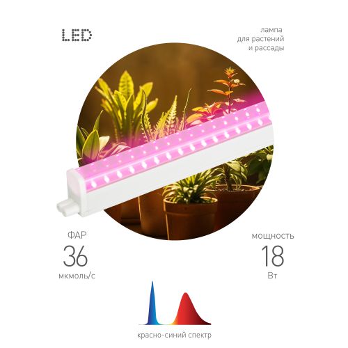 Светильник FITO-18W-PL-LINE 573-GR 18Вт Т5 линейный для растений красн./син. спектра Эра Б0066936