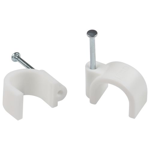 Скоба крепежная круглая 14мм пластик. бел. (уп.50шт) Эра Б0066662