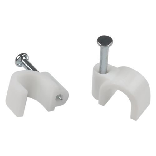 Скоба крепежная круглая 7мм пластик. бел. (уп.50шт) Эра Б0066617