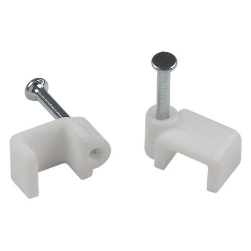 Скоба крепежная плоская 7мм пластик. бел. (уп.50шт) Эра Б0066631