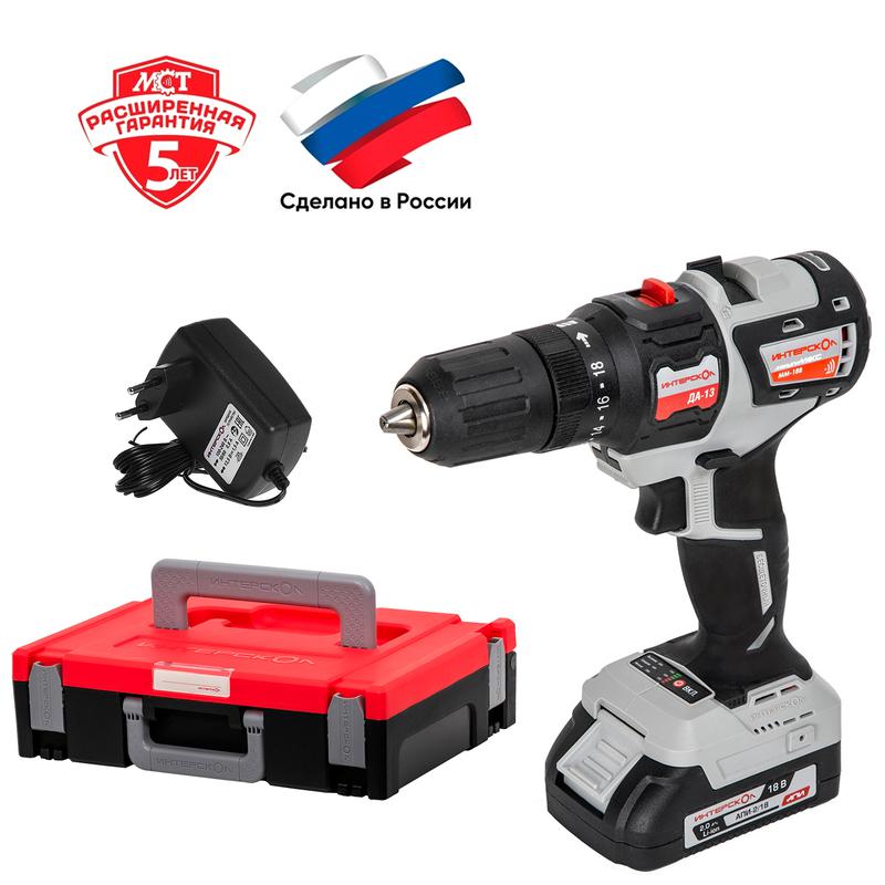 Набор инструмента МультиМакс 18 (модуль привода ММ-18В модуль дрели ДА-13 2 АКБ 2.0А.ч заряд. устр. МультиБОКС) ИНТЕРСКОЛ 755.2.1.44
