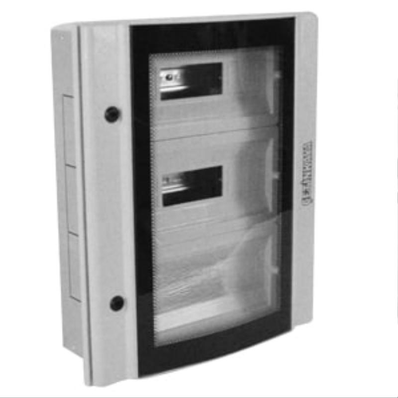 Корпус щита распределительного 400х500х100мм DIN-рейки 30M(2х15) навесной прозр. дверца из гнутого стекла метал. сер. Cetinkaya Pano CPD4005010SAPS