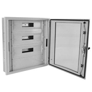 Корпус щита распределительного 400х650х100мм DIN-рейки 45M(3х15) встраив. прозр. дверца из гнутого стекла метал. сер. Cetinkaya Pano CPD4006510SAPP