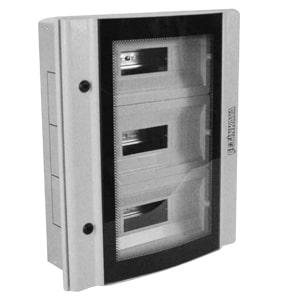 Корпус щита распределительного 450х650х100мм DIN-рейки 60M(3х20) навесной прозр. дверца из гнутого стекла метал. сер. Cetinkaya Pano CPD4506510SAPS