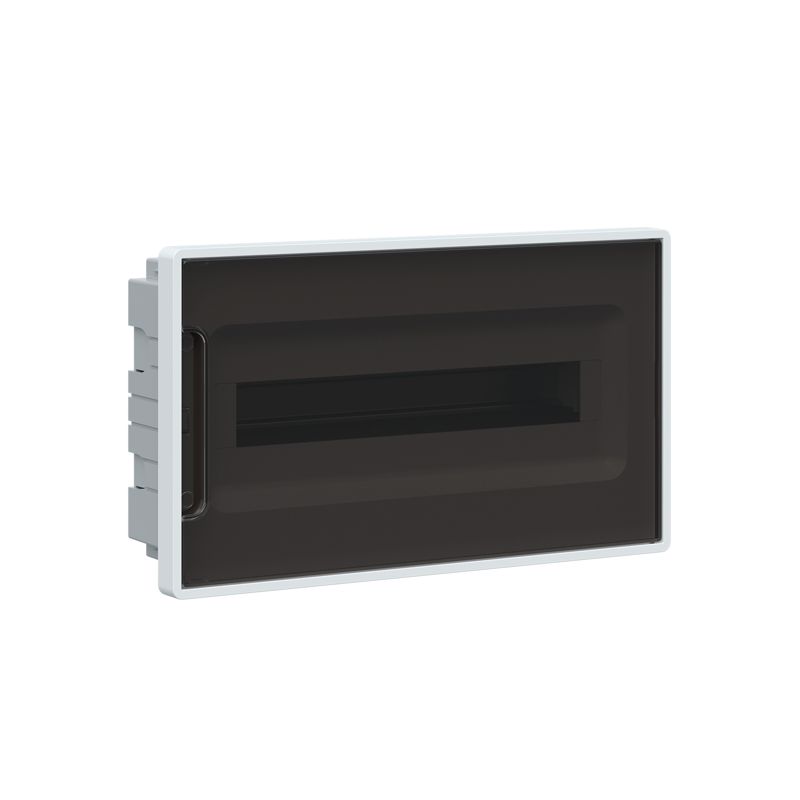 Щиток встраиваемый FRAME 18мод. для полых стен с тонированной дверцей с 2 шинами PEN на 8 и 10 отверст. бел. DKC F18B3WD