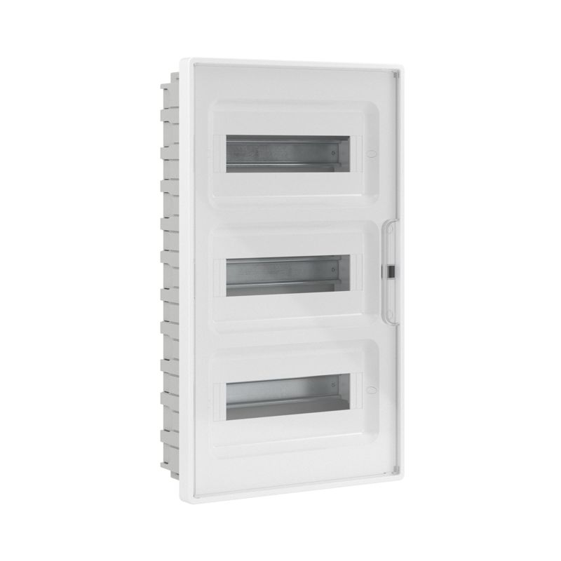 Щиток встраиваемый FRAME 36мод. для полых стен с прозр. дверцей с 4 шинами PEN (2шт на 8 отверст. и 2шт на 10 отверст.) бел. DKC F36B3WT