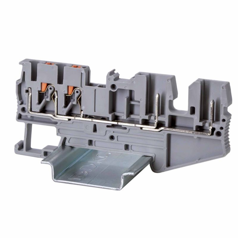 Клемма проходная под вставной штекер зажим push-in; 4 точки подключения; 2.5кв.мм сер. DKC VPR-2.5-QT-2P